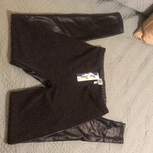 NWT Faux leather look back gold flake  leggings